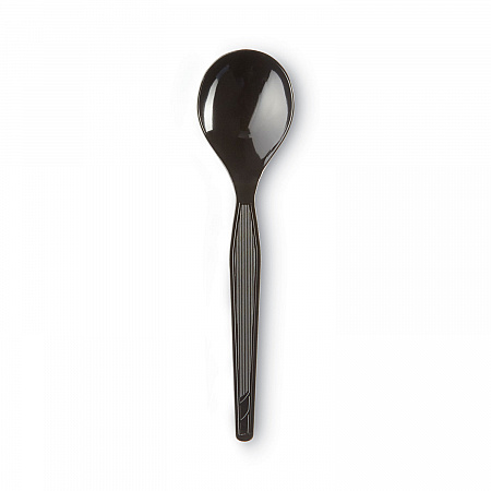 Plastic Cutlery, Heavyweight Soup Spoon, Black, 1,000/Carton (SH517)
