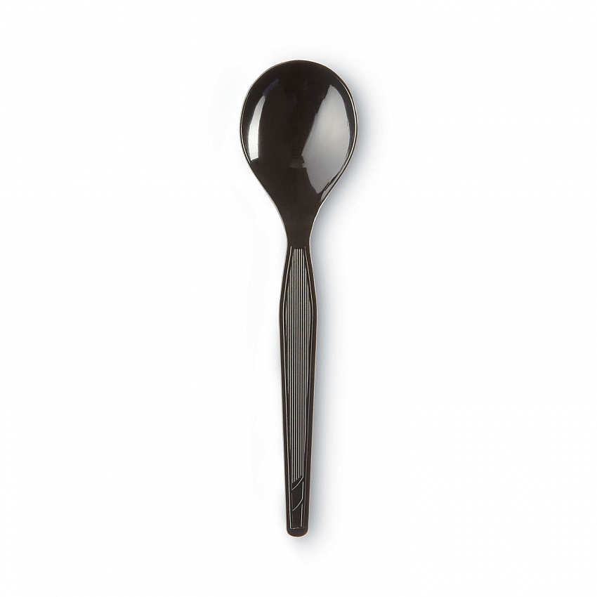 Plastic Cutlery, Heavyweight Soup Spoon, Black, 1,000/Carton (SH517)