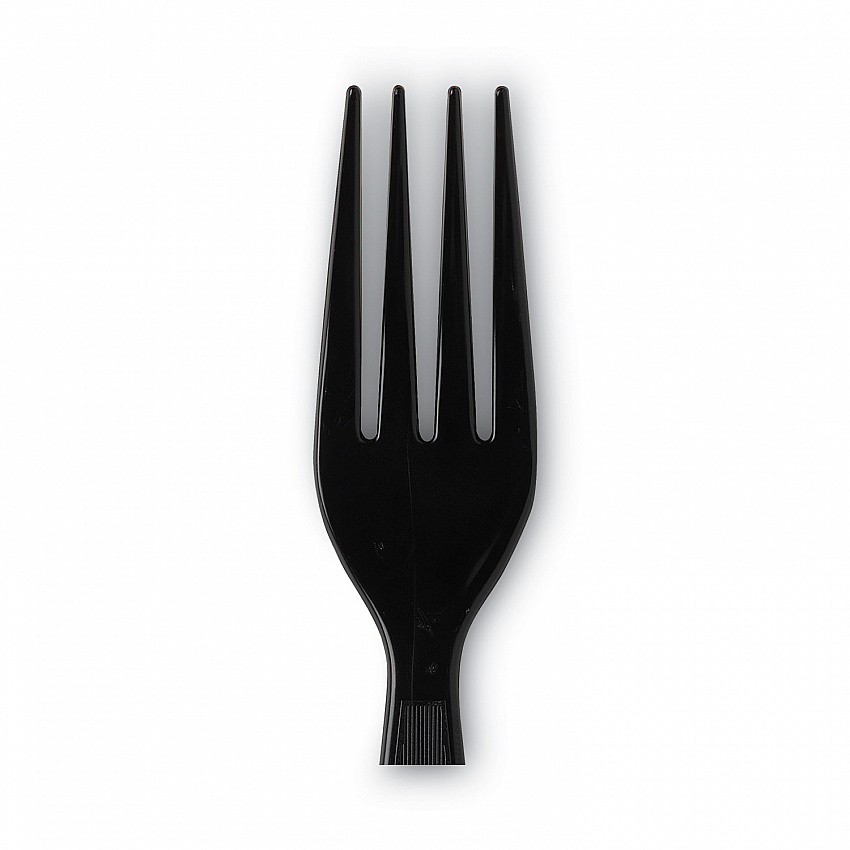 Individually Wrapped Heavyweight Forks, Plastic, Black, 1,000/Carton (FH53C7)