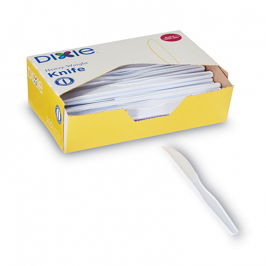 Plastic Cutlery, Heavyweight Knife, White, 1,000/Carton (KH207CT)