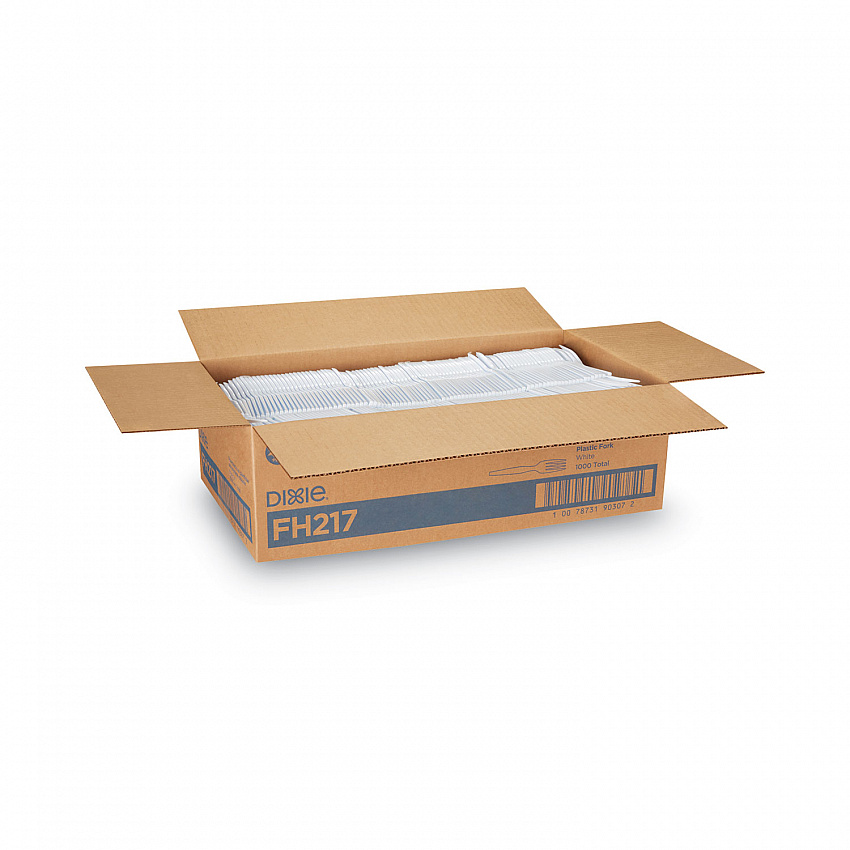 Plastic Cutlery, Heavyweight Fork, White, 1,000/Carton (FH217)