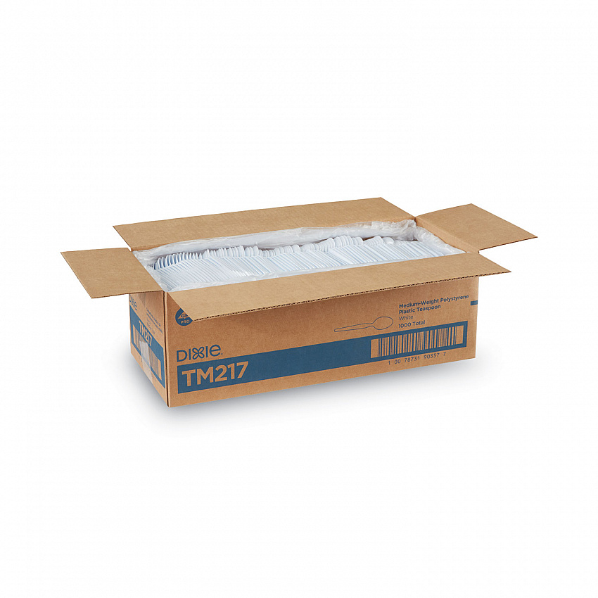 Plastic Cutlery, Heavy Mediumweight Spoon, White, 1,000/Carton (TM217)