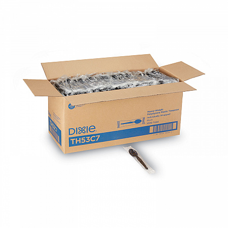 Individually Wrapped Heavyweight Spoon, Plastic, Black, 1,000/Carton (TH53C7)
