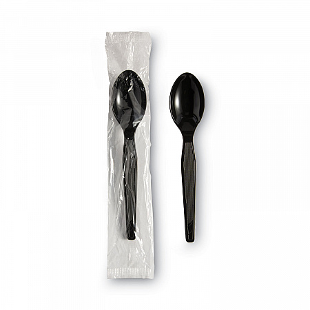 Individually Wrapped Heavyweight Spoon, Plastic, Black, 1,000/Carton (TH53C7)