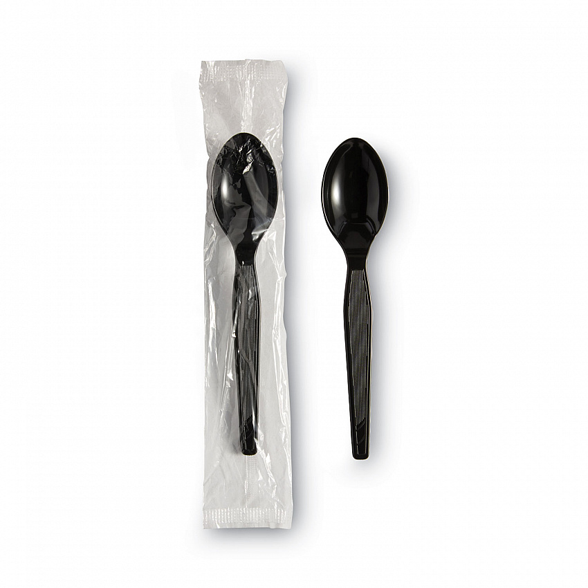 Individually Wrapped Heavyweight Spoon, Plastic, Black, 1,000/Carton (TH53C7)