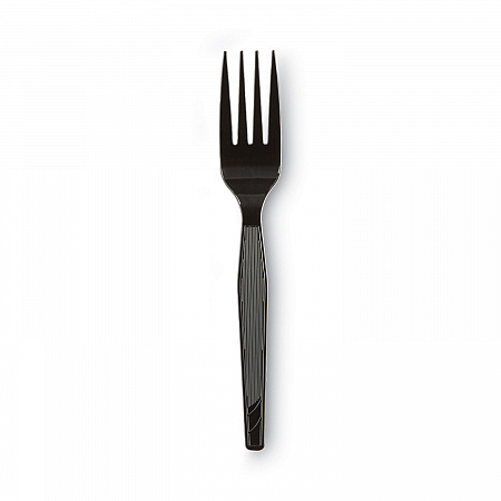 Plastic Cutlery, Heavy Mediumweight Forks, Black, 1,000/Carton (FM517)