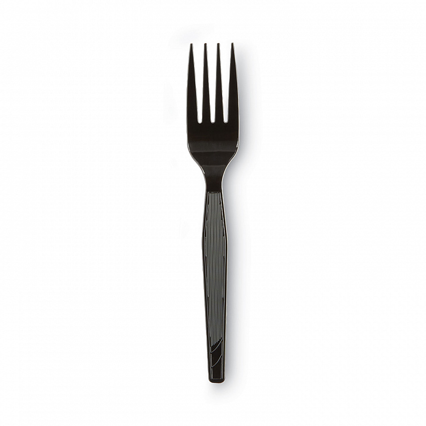 Plastic Cutlery, Heavy Mediumweight Forks, Black, 1,000/Carton (FM517)