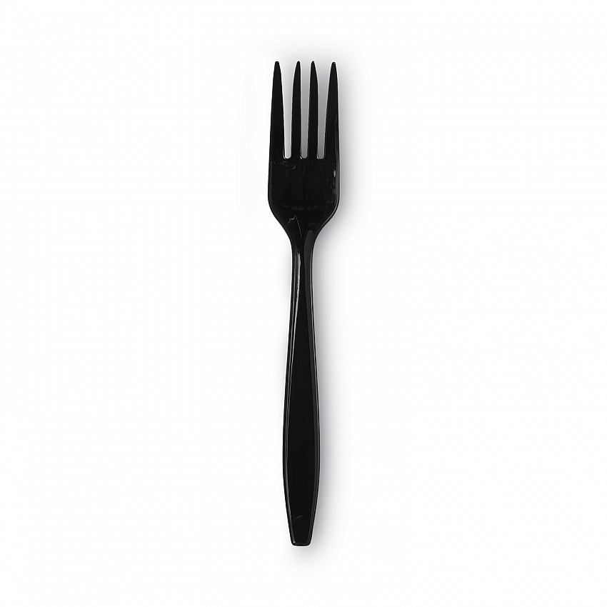 Individually Wrapped Heavyweight Forks, 6.88", Plastic, Black, 1,000/Carton (PFH53C)