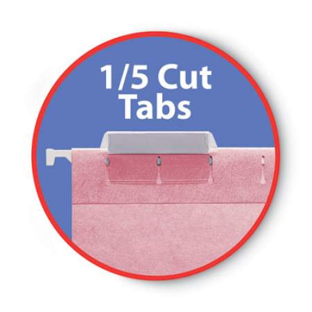 Smead Colored Hanging File Folders, Letter Size, 1/5-Cut Tab, Pink, 25/Box (64066)