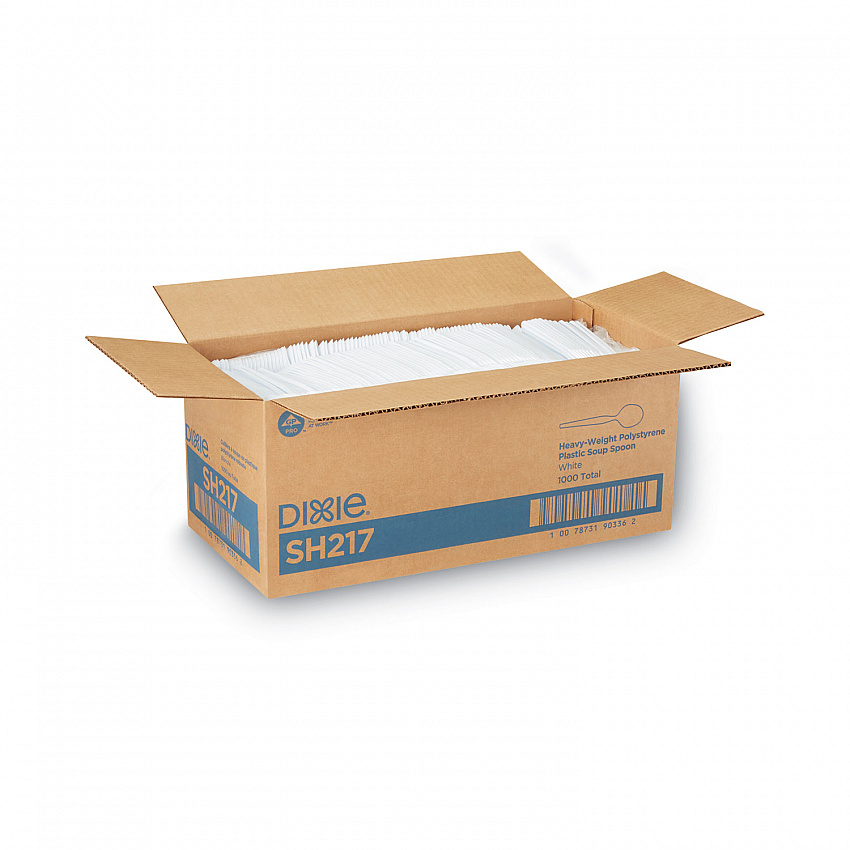 Plastic Cutlery, Heavyweight Soup Spoon, White, 1,000/Carton (SH217)