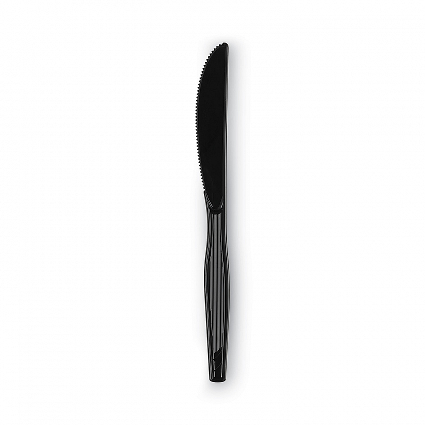 Plastic Cutlery, Heavy Mediumweight Knife, Black, 1,000/Carton (KM517)