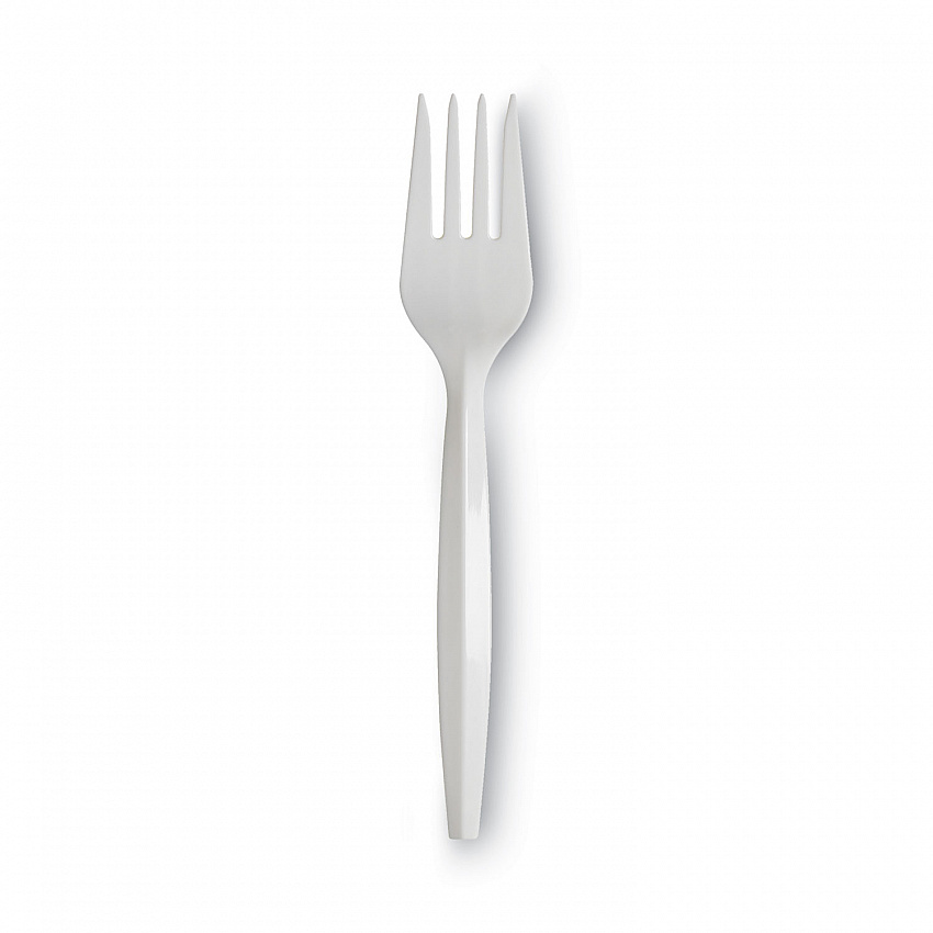 Plastic Cutlery, Mediumweight Fork, Plastic, White, 1,000/Carton (PFM21)