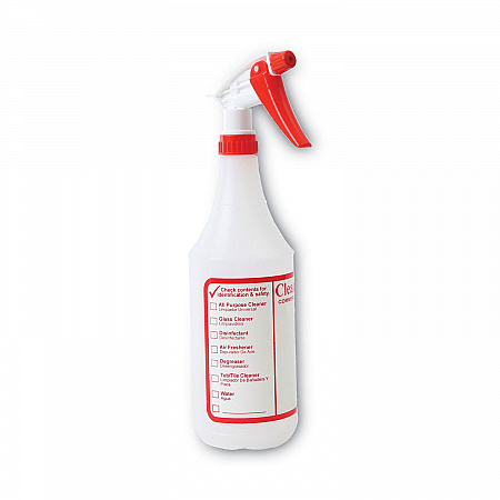 General Purpose Plastic Bottle with Trigger Spray, 32 oz, Clear/Red, 3/Pack (03010)