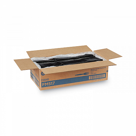 Plastic Cutlery, Heavy Mediumweight Forks, Black, 1,000/Carton (FM517)