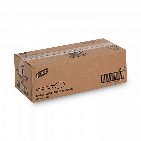 Plastic Cutlery, Heavy Mediumweight Spoon, Black, 1,000/Carton (TM517)