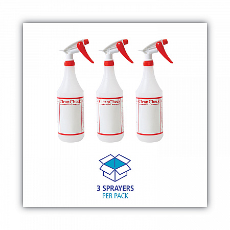 General Purpose Plastic Bottle with Trigger Spray, 32 oz, Clear/Red, 3/Pack (03010)