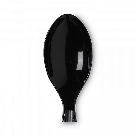 Plastic Cutlery, Heavy Mediumweight Spoon, Black, 1,000/Carton (TM517)