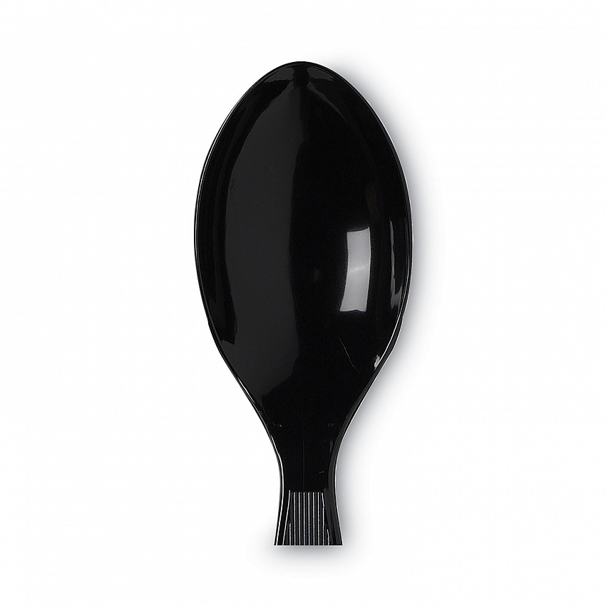 Plastic Cutlery, Heavy Mediumweight Spoon, Black, 1,000/Carton (TM517)