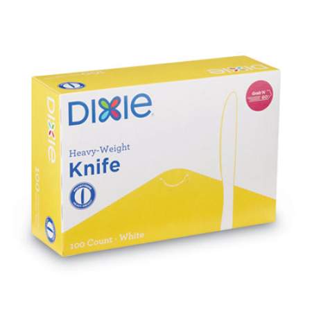 Dixie Plastic Cutlery, Heavyweight Knives, White, 100/Box (KH207)