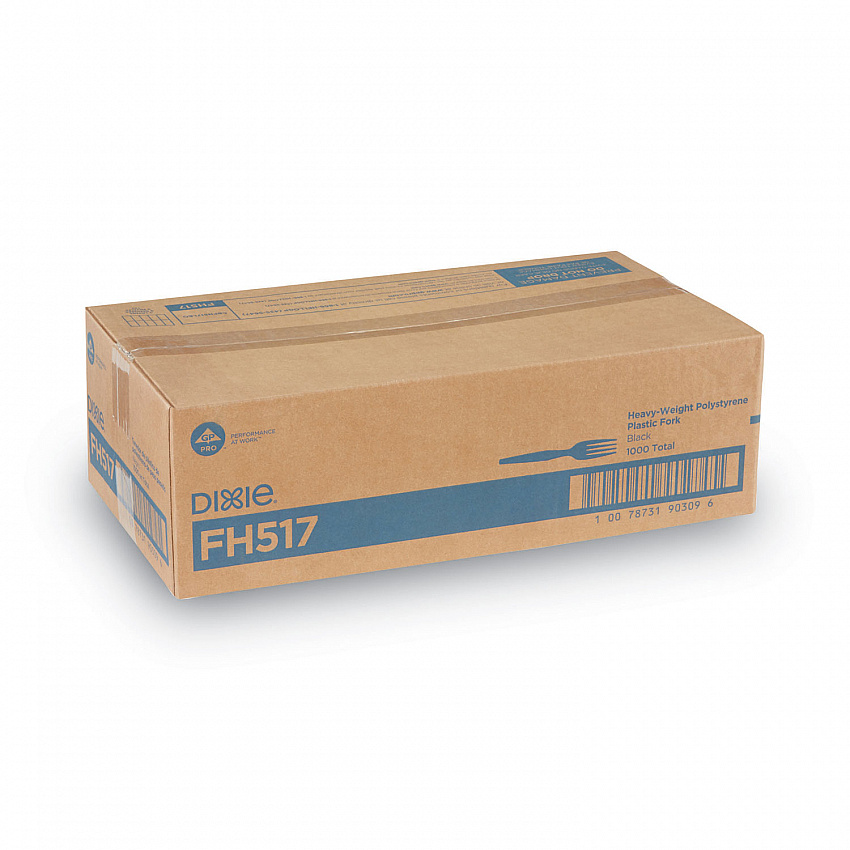Plastic Cutlery, Heavyweight Fork, Black, 1,000/Carton (FH517)