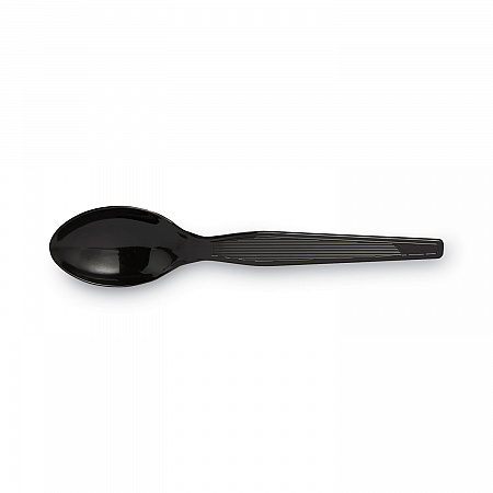Plastic Cutlery, Heavyweight Spoon, Black, 1,000/Carton (TH517)