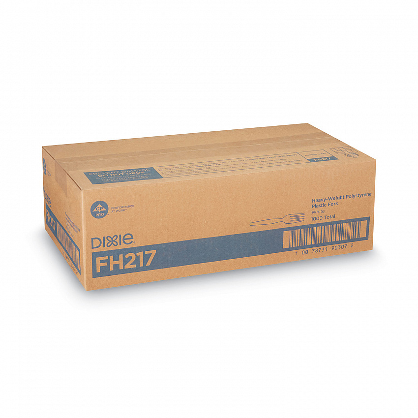 Plastic Cutlery, Heavyweight Fork, White, 1,000/Carton (FH217)