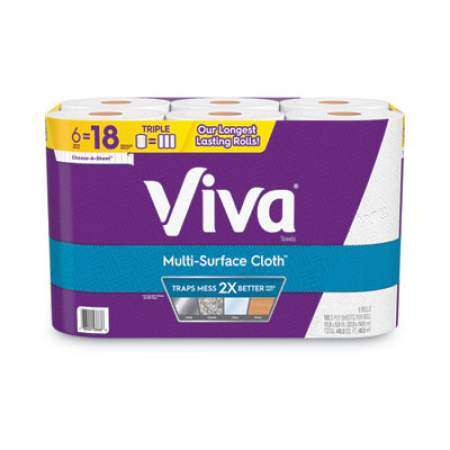 Viva Multi-Surface Cloth Choose-A-Sheet Kitchen Roll Paper Towels, 2-Ply, 11 x 5.9, White, 165/Roll, 6 Rolls/Pack, 4 Packs/Carton (53663)