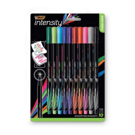 BIC Intensity Porous Point Pen, Stick, Extra-Fine 0.4 mm, Assorted Ink and Barrel Colors, 10/Pack (FPINFAP10AST)