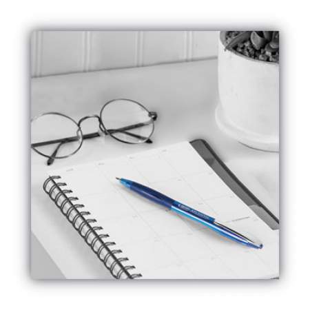 BIC GLIDE Ballpoint Pen, Retractable, Medium 1 mm, Blue Ink, Blue Barrel, Dozen (VCG11BE)