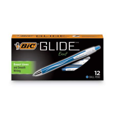 BIC GLIDE Exact Ballpoint Pen, Retractable, Fine 0.7 mm, Blue Ink, Blue Barrel, Dozen (VCGN11BE)