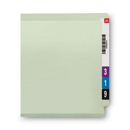 Smead End Tab 3" Expansion Pressboard File Folders w/Two SafeSHIELD Coated Fasteners, Straight Tab, Letter Size, Gray-Green, 25/Box (34725)