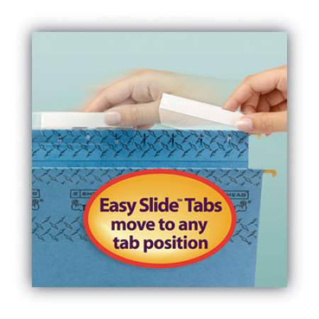 Smead Easy Slide Hanging Folder Tab, 1/3-Cut Tabs, White/Clear, 3.5" Wide, 18/Pack (64626)