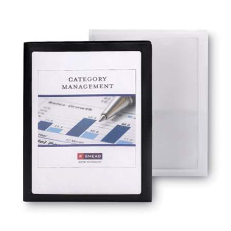 Smead Frame View Poly Two-Pocket Folder, 100-Sheet Capacity, 11 x 8.5, Clear/Black, 5/Pack (87705)