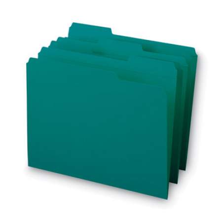 Smead Reinforced Top Tab Colored File Folders, 1/3-Cut Tabs, Letter Size, Teal, 100/Box (13134)