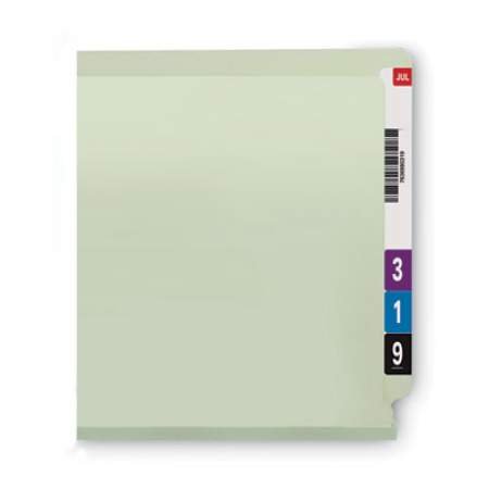 Smead End Tab 1" Expansion Pressboard File Folder with Two SafeSHIELD Coated Fasteners, Straight Tab, Legal Size, Gray-Green, 25/BX (37705)
