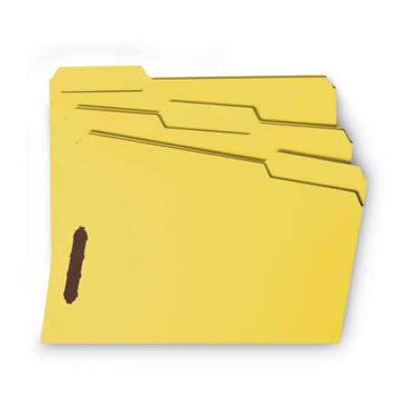 Smead WaterShed/CutLess Reinforced Top Tab 2-Fastener Folders, 1/3-Cut Tabs, Letter Size, Yellow, 50/Box (12942)