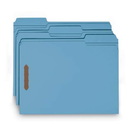 Smead WaterShed/CutLess Reinforced Top Tab 2-Fastener Folders, 1/3-Cut Tabs, Letter Size, Blue, 50/Box (12042)
