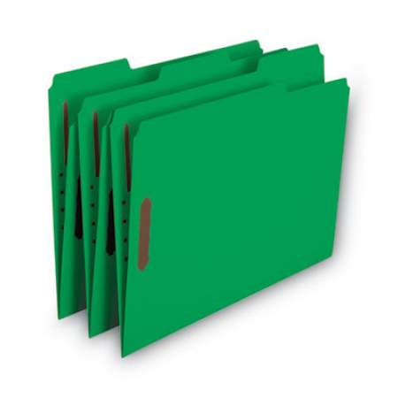 Smead WaterShed/CutLess Reinforced Top Tab 2-Fastener Folders, 1/3-Cut Tabs, Letter Size, Green, 50/Box (12142)