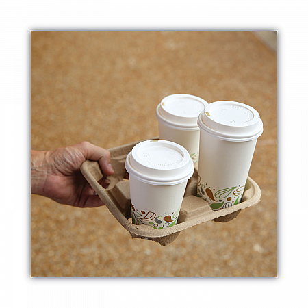 Cup Carrier Tray, 8 oz to 32 oz, Four Cups, Kraft, 300/Carton (4CUPCARRIER)