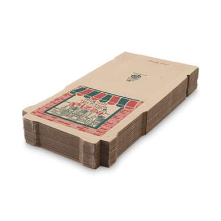 ARVCO Corrugated Pizza Boxes, Storefront, 16 x 16 x 1.75, Brown/Red/Green, 50/Carton (7162504)