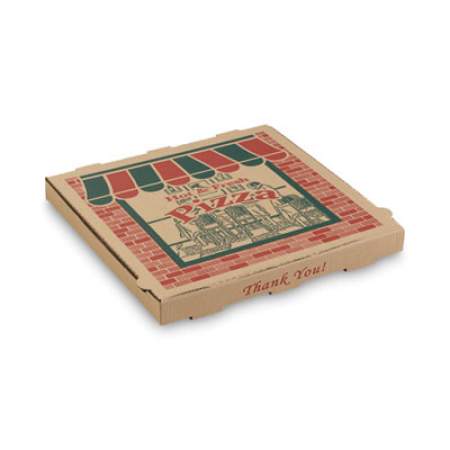 ARVCO Corrugated Pizza Boxes, Storefront, 20 x 20, Kraft/Red/Green, 25/Carton (7202504)