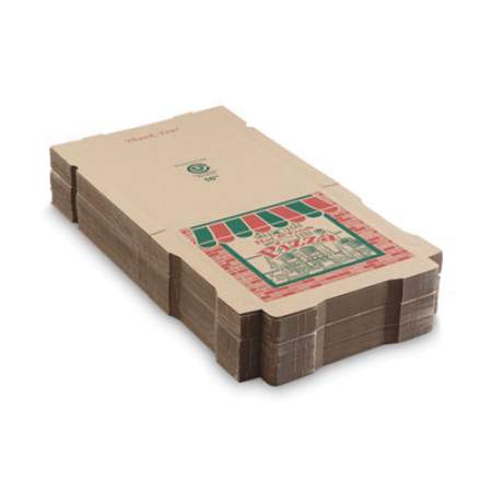 ARVCO Corrugated Pizza Boxes, Storefront, 16 x 16 x 1.75, Brown/Red/Green, 50/Carton (7162504)