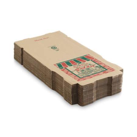ARVCO Corrugated Pizza Boxes, Storefront, 14 x 14 x 1.75, Brown/Red/Green, 50/Carton (7142504)