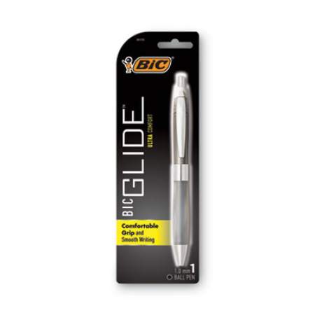 BIC GLIDE Bold Ballpoint Pen, Retractable, Bold 1.6 mm, Blue Ink, Translucent Blue Barrel, Dozen (VLGB11BE)