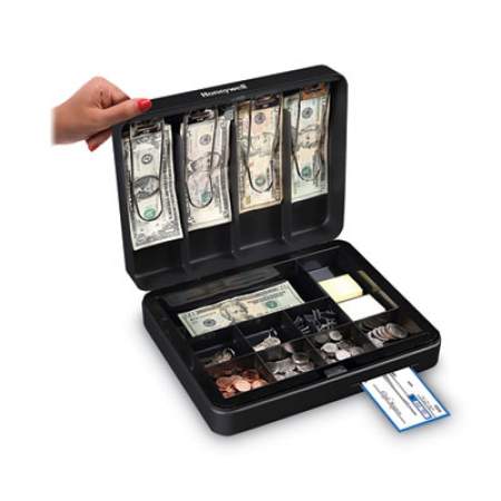 Honeywell Deluxe Cash Security Box, 11.8 x 9.4 x 3.7, Steel, Black (6113)