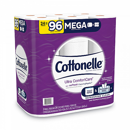 Ultra ComfortCare Toilet Paper, Soft Bath Tissue, Mega Rolls, Septic Safe, 2-Ply, White, 284 Sheets/Roll, 24 Rolls/Pack (53756PK)