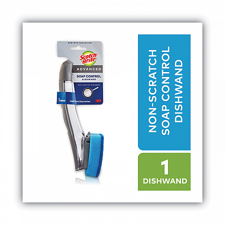 Advanced Soap Control Non-Scratch Dishwand, 4 x 11.25, Blue (451U4)