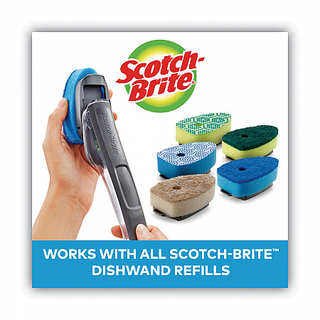 Advanced Soap Control Non-Scratch Dishwand, 4 x 11.25, Blue (451U4)