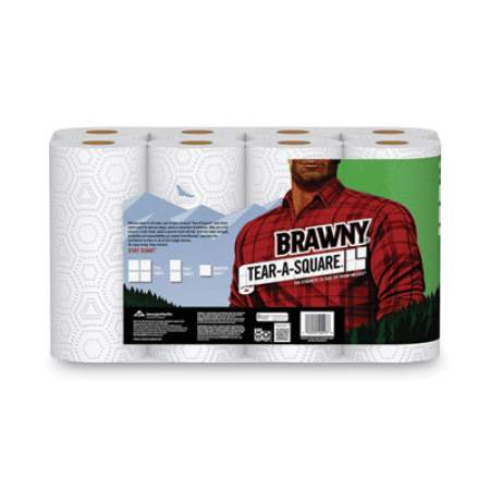 Brawny Tear-A-Square Perforated Kitchen Roll Towels, 2-Ply, 5.5 x 11, 128 Sheets/Roll, 8 Rolls/Pack (442135)
