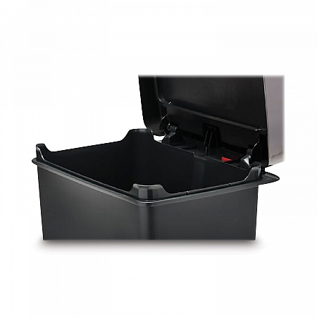 Premier Series III Step-On Waste Container, 12.4 gal, Plastic, Black/Stainless Steel (2120983)
